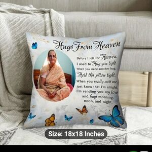 Hugs From Heaven Memorial Pillowcase - White and Blue